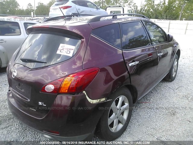 JN8AZ18U29W021244 - 2009 NISSAN MURANO S/SL MAROON photo 4