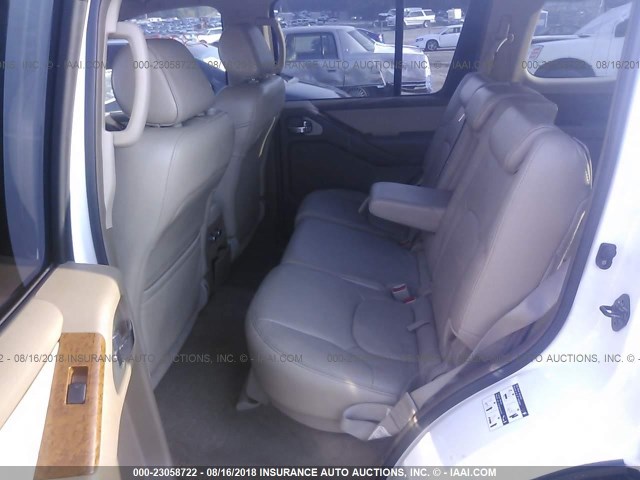 5N1AR18W06C668506 - 2006 NISSAN PATHFINDER LE/SE/XE WHITE photo 8