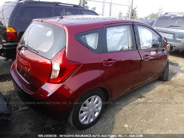 3N1CE2CP3GL410231 - 2016 NISSAN VERSA NOTE S/S PLUS/SV/SL/SR RED photo 4