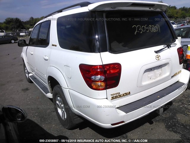5TDBT48A82S097825 - 2002 TOYOTA SEQUOIA LIMITED WHITE photo 3
