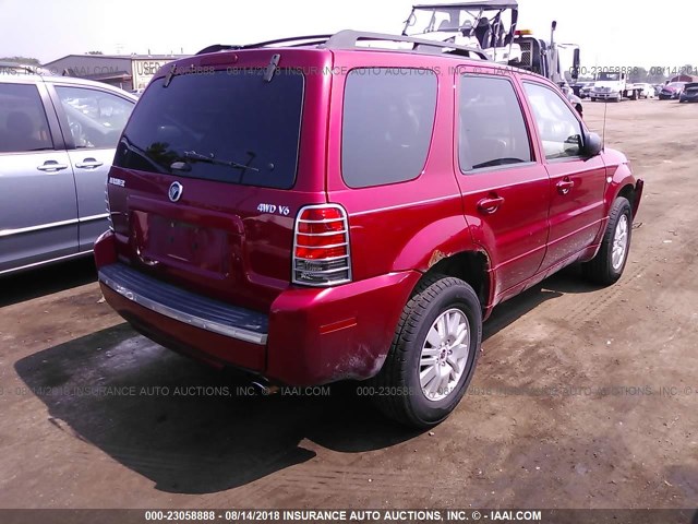 4M2YU57116KJ00862 - 2006 MERCURY MARINER RED photo 4