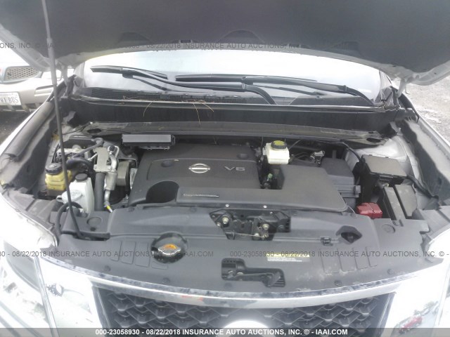 5N1AR2MN8FC677117 - 2015 NISSAN PATHFINDER S/SV/SL/PLATINUM SILVER photo 10