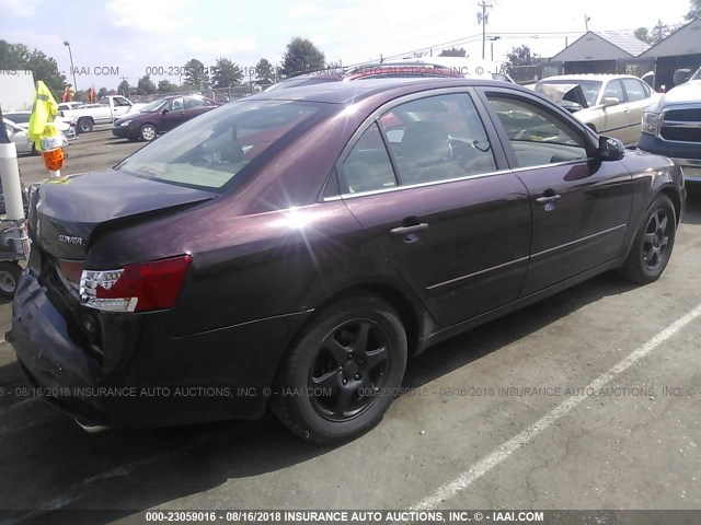 5NPEU46F76H106499 - 2006 HYUNDAI SONATA GLS/LX MAROON photo 4