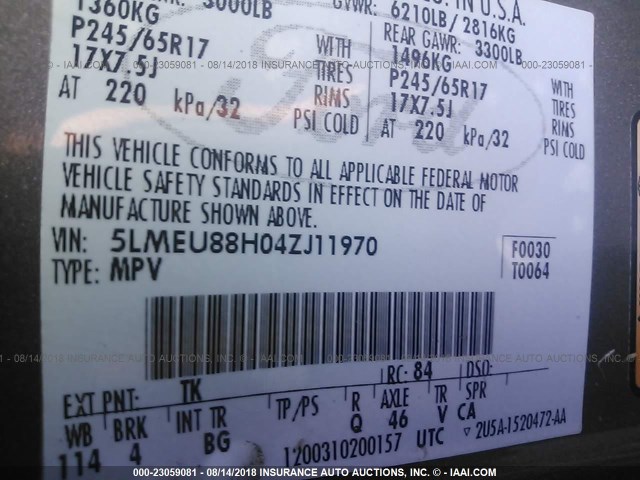 5LMEU88H04ZJ11970 - 2004 LINCOLN AVIATOR Qəhvəyi foto 9