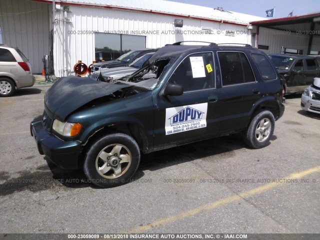 KNDJB723025144152 - 2002 KIA SPORTAGE GREEN photo 2