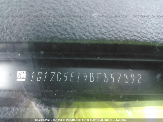 1G1ZC5E19BF357392 - 2011 CHEVROLET MALIBU 1LT ვერცხლისფერი ფოტო 9