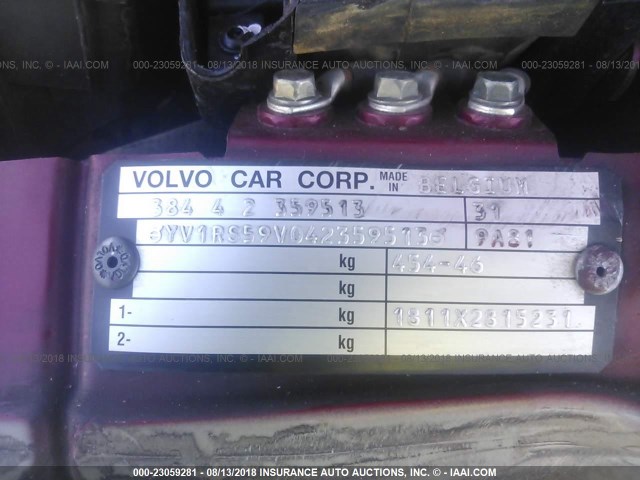 YV1RS59V042359513 - 2004 VOLVO S60 2.5T RED photo 9