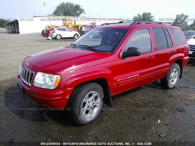 1J4GW58N51C585646 - 2001 JEEP GRAND CHEROKEE LIMITED RED photo 2