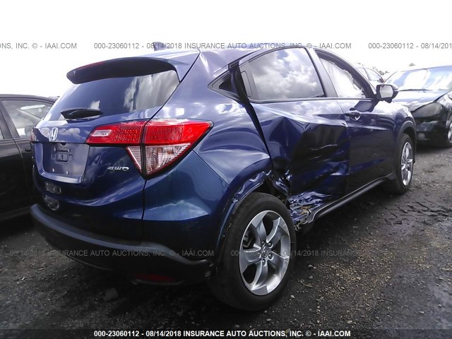 3CZRU6H51HM715922 - 2017 HONDA HR-V EX BLUE photo 4