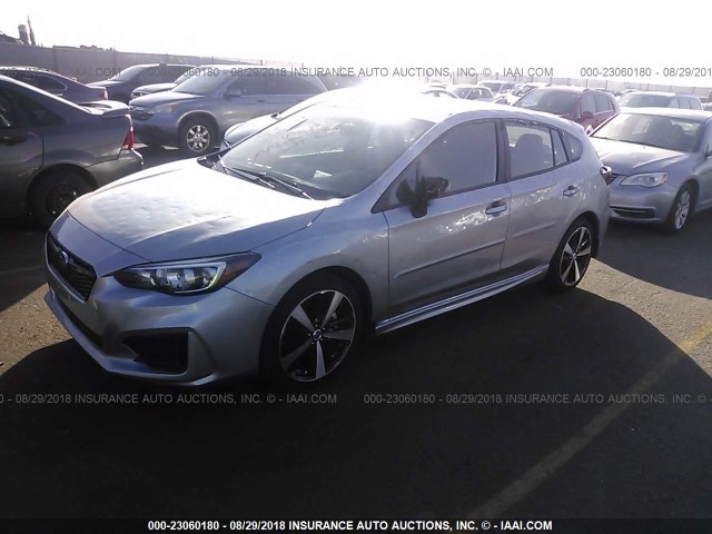 4S3GTAK65J1737672 - 2018 SUBARU IMPREZA SPORT SILVER photo 2