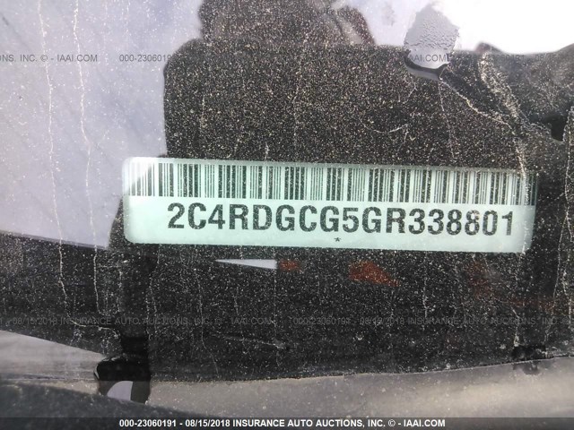2C4RDGCG5GR338801 - 2016 DODGE GRAND CARAVAN SXT BLACK photo 9