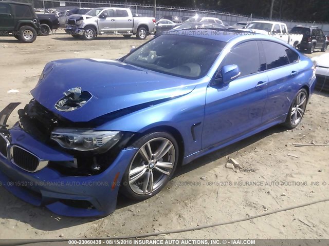 WBA4B1C58FD418345 - 2015 BMW 435 I/GRAN COUPE BLUE photo 2