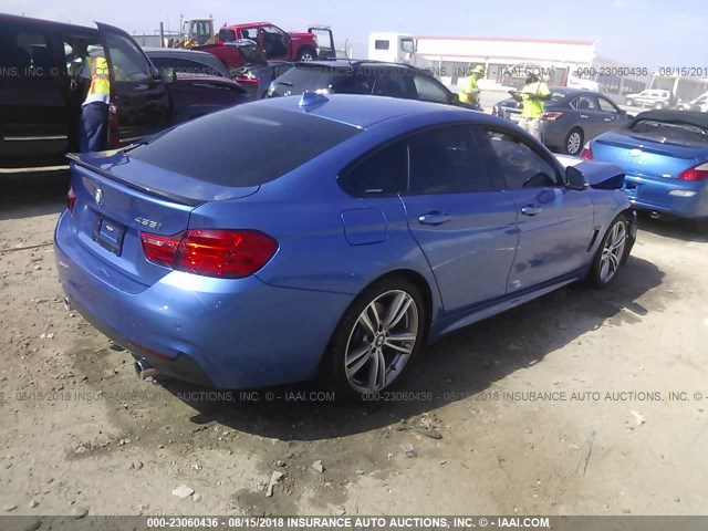 WBA4B1C58FD418345 - 2015 BMW 435 I/GRAN COUPE BLUE photo 4