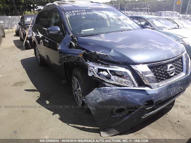 5N1AR2MM4DC604038 - 2013 NISSAN PATHFINDER S/SV/SL/PLATINUM BLUE photo 1