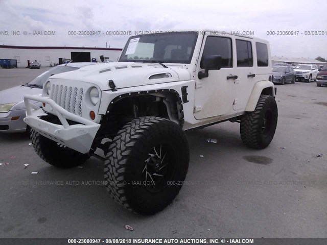 1J4GA39188L504888 - 2008 JEEP WRANGLER UNLIMITE X WHITE photo 2