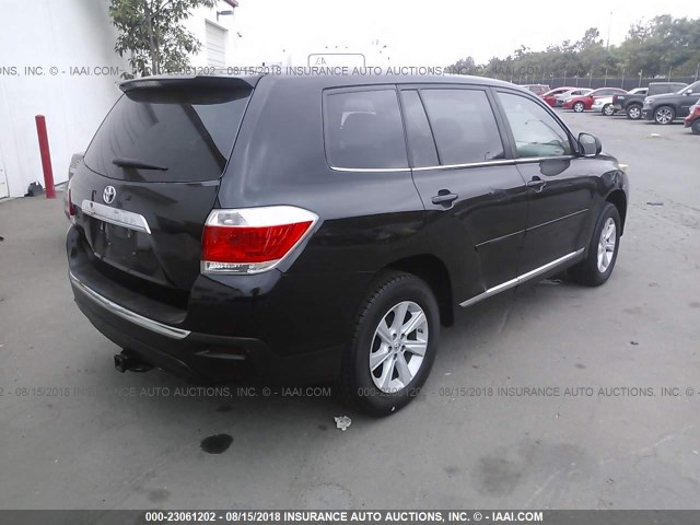 5TDZA3EH4DS037916 - 2013 TOYOTA HIGHLANDER PLUS BLACK photo 4