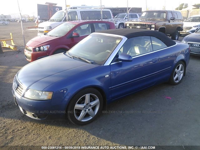 WAUAT48H83K015686 - 2003 AUDI A4 3.0 CABRIOLET BLUE photo 2