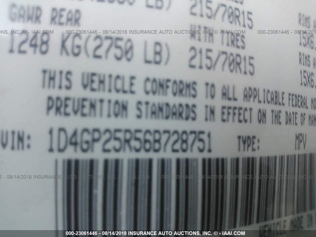 1D4GP25R56B728751 - 2006 DODGE CARAVAN SE SILVER photo 9