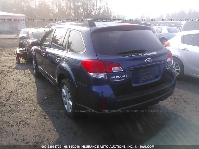 4S4BRBCC0A3367671 - 2010 SUBARU OUTBACK 2.5I PREMIUM BLUE photo 3