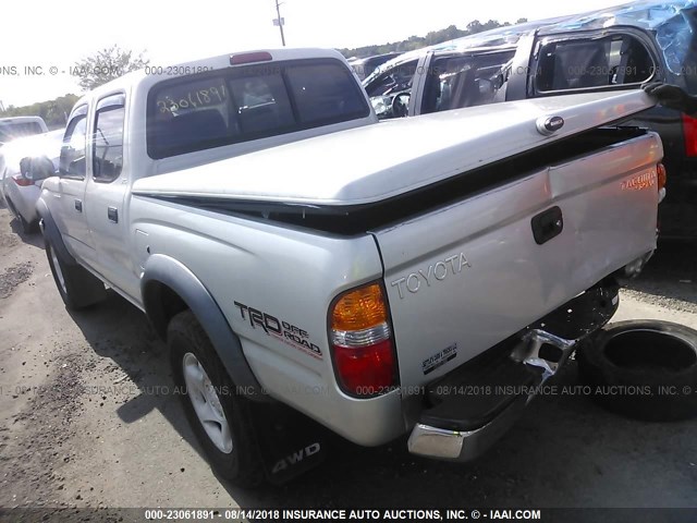 5TEHN72N22Z097050 - 2002 TOYOTA TACOMA DOUBLE CAB ვერცხლისფერი ფოტო 3