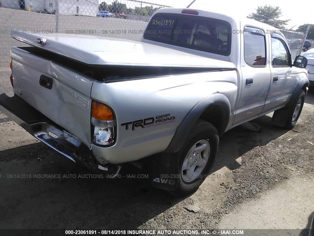 5TEHN72N22Z097050 - 2002 TOYOTA TACOMA DOUBLE CAB ვერცხლისფერი ფოტო 4
