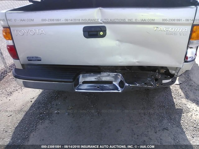 5TEHN72N22Z097050 - 2002 TOYOTA TACOMA DOUBLE CAB ვერცხლისფერი ფოტო 6