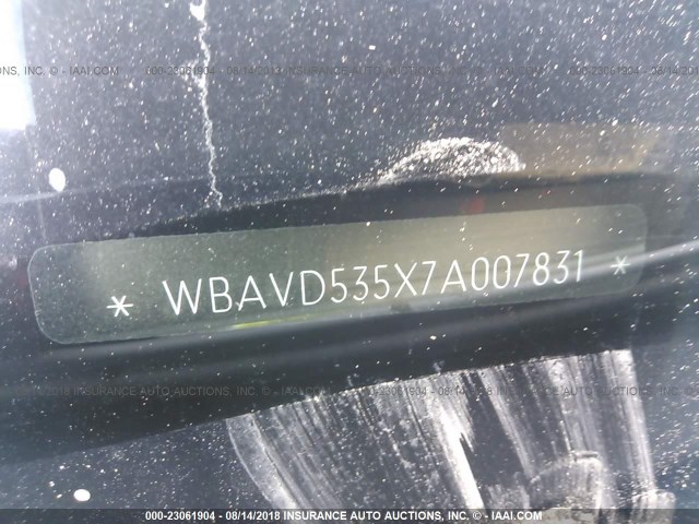 WBAVD535X7A007831 - 2007 BMW 335 XI WHITE photo 9