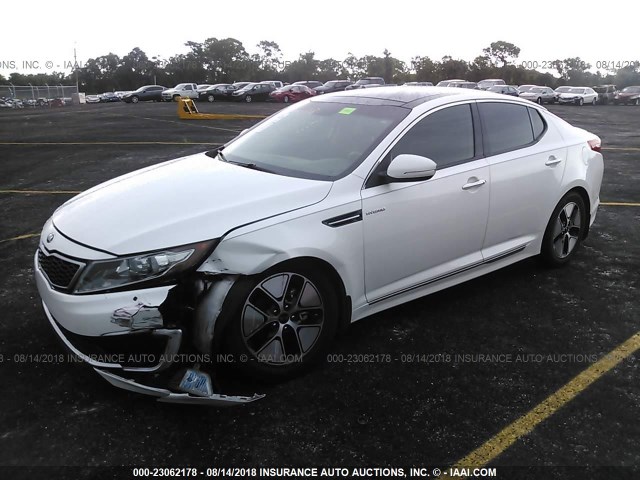 KNAGM4AD2D5050853 - 2013 KIA OPTIMA HYBRID WHITE photo 2