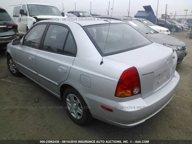 KMHCG45C23U463804 - 2003 HYUNDAI ACCENT GL SILVER photo 3