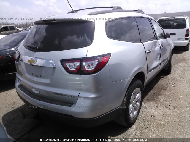 1GNKRFKD0EJ215355 - 2014 CHEVROLET TRAVERSE LS SILVER photo 4