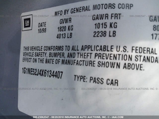 1G1NE52J4X6134407 - 1999 CHEVROLET MALIBU LS Күміс фото 9