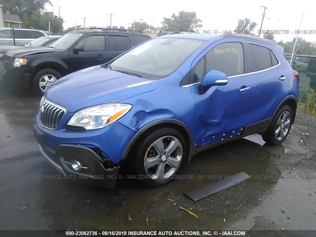KL4CJBSB6EB741182 - 2014 BUICK ENCORE CONVENIENCE Կապույտ լուսանկար 2
