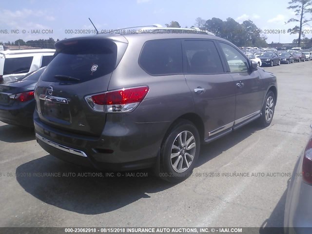 5N1AR2MNXEC612851 - 2014 NISSAN PATHFINDER S/SV/SL/PLATINUM GRAY photo 4