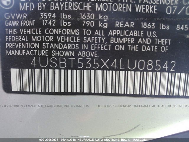 4USBT535X4LU08542 - 2004 BMW Z4 3.0 SILVER photo 9