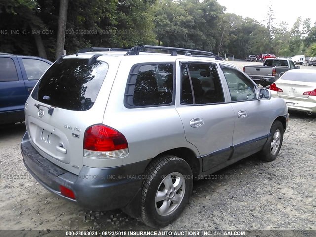 KM8SC73E95U892552 - 2005 HYUNDAI SANTA FE GLS/LX SILVER photo 4