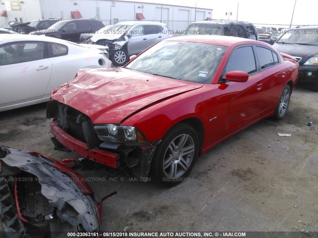 2C3CDXCT4EH184107 - 2014 DODGE CHARGER R/T RED photo 2