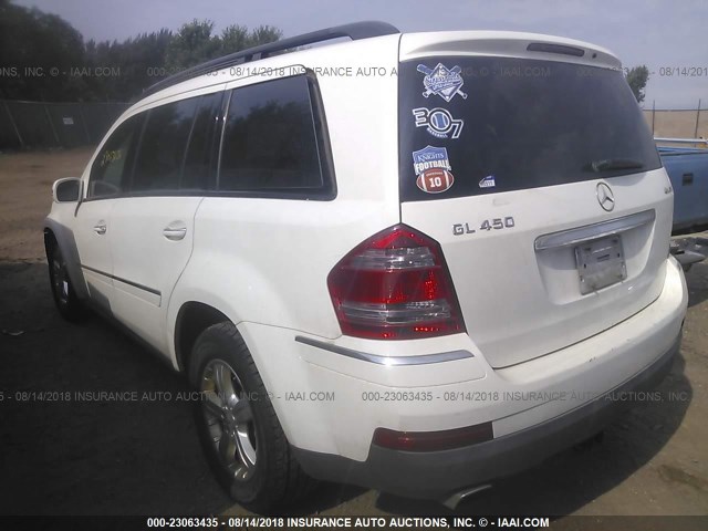 4JGBF71E77A215093 - 2007 MERCEDES-BENZ GL 450 4MATIC WHITE photo 3