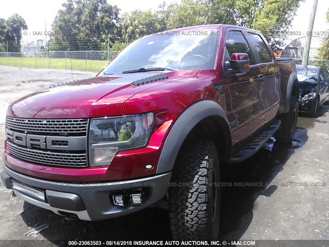 1FTFW1R6XEFB33598 - 2014 FORD F150 SVT RAPTOR RED photo 2