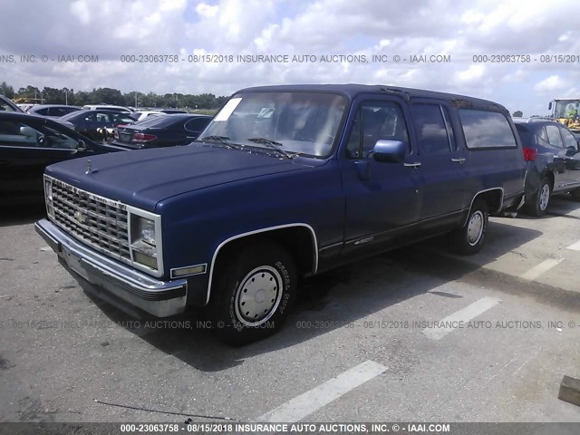 1GNER16KXLF101758 - 1990 CHEVROLET SUBURBAN R1500 BLUE photo 2