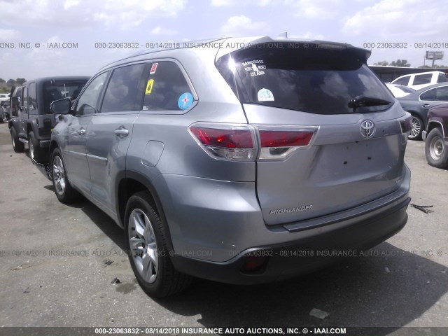 5TDYKRFH0ES010501 - 2014 TOYOTA HIGHLANDER LIMITED/LTD PLATINUM GRAY photo 3