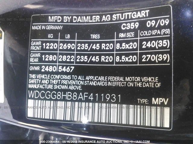 WDCGG8HB8AF411931 - 2010 MERCEDES-BENZ GLK 350 4MATIC BLUE photo 9