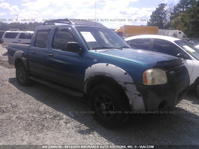 1N6ED27T12C394905 - 2002 NISSAN FRONTIER CREW CAB XE/CREW CAB SE BLUE photo 1