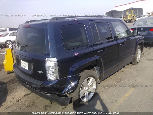 1C4NJPFB7ED883244 - 2014 JEEP PATRIOT LATITUDE BLUE photo 4