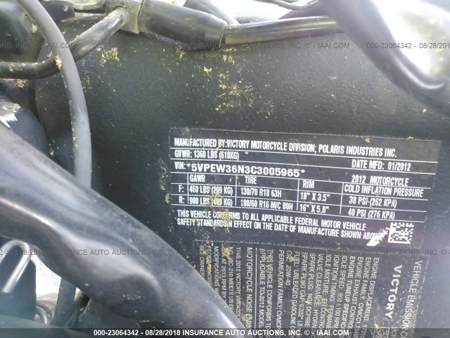 5VPEW36N3C3005965 - 2012 VICTORY MOTORCYCLES HARD-BALL Schwarz Foto 10
