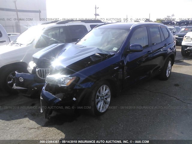 5UXWX9C52G0D94839 - 2016 BMW X3 XDRIVE28I BLUE photo 2