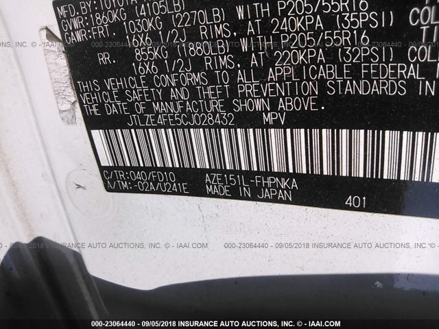 JTLZE4FE5CJ028432 - 2012 TOYOTA SCION XB Weiß Foto 9