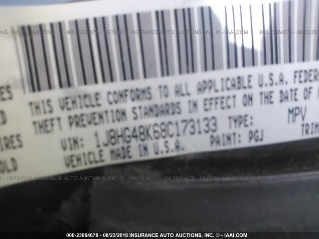 1J8HG48K68C173133 - 2008 JEEP COMMANDER SPORT Verde foto 9