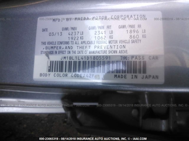 JM1BL1L41D1805591 - 2013 MAZDA SPEED 3 SILVER photo 9