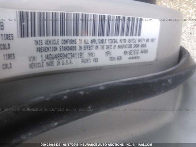 1J4GW48S04C341181 - 2004 JEEP GRAND CHEROKEE LAREDO/COLUMBIA/FREEDOM 银色 照片 9