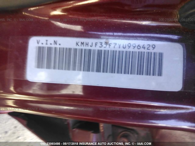 KMHJF35F7YU996429 - 2000 HYUNDAI ELANTRA GLS RED photo 9